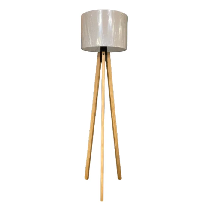 Lámpara de Pie Apollo con Pantalla Lino Beige en Madera natural - Lámparas de pie, Uruguay | Berna home