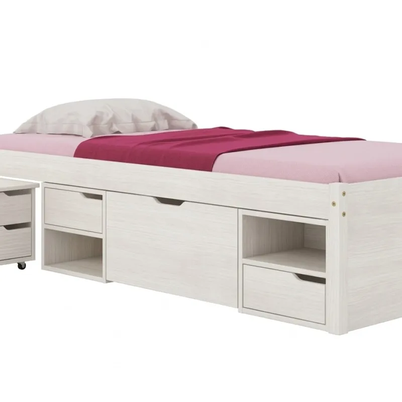CAMA DE 1 PLAZA MADERA MACIZA CHARME BLANCA en Blanco - Dormitorio, Uruguay | Alfa Ventas