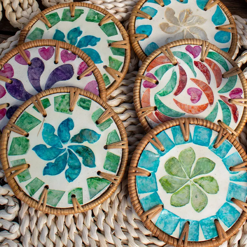SET POSAVASOS X5 NÁCAR COLORES en Multicolor - Textiles, Uruguay | Cabana
