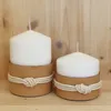 Velones náuticos crudo con cuero y macramé – Set x2 - Velas y Portavelas, Uruguay | Dreams On Time, vista 1 de 2