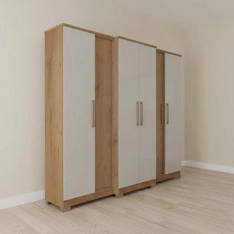 Placard Montreal 6 Puertas Mdp Natural-beige en Madera natural - Roperos y placares, Uruguay | Divino