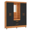 Ropero Vetro 4 Puertas 2 Cajones con Espejo, Perchero y Tocador 150cm MDP - Cinamomo Negro en Negro - Roperos y placares, Uruguay | Mulata, vista 5 de 7