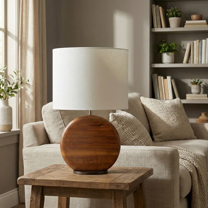 Lámpara de Mesa Orbital Wood en Madera natural - Lámparas de mesa, Uruguay | La Perla, vista 2