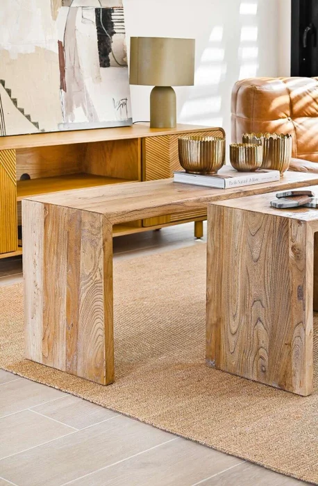 PIE DE CAMA / MESA ANGOSTA / BANCO OLMO NATURAL - 1.10 X 0.35 MTS en Madera natural - Butacas, banquetas y puffs, Uruguay | La Iberica