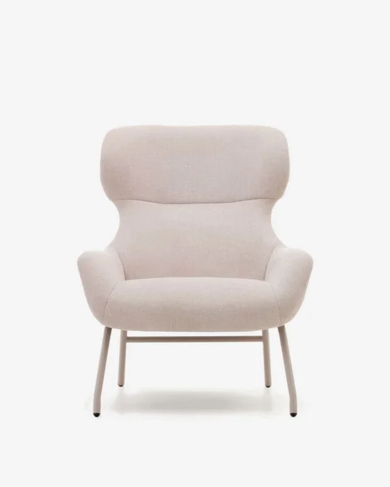 Butaca Belina - de chenilla beige y acero con acabado blanco en Beige - Butacas, banquetas y puffs, Uruguay | Kavehome, vista 6