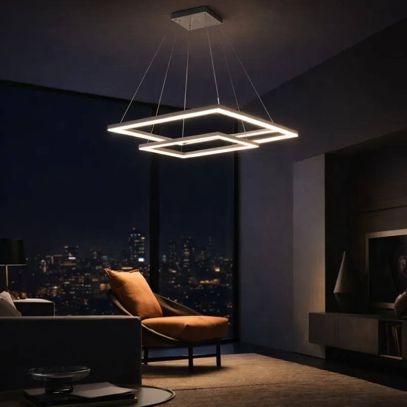 Colgante led dos Marcos 60 + 40cm 70W Dimerizable Plata en Plateado - Lámparas colgantes, Uruguay | Iluminica