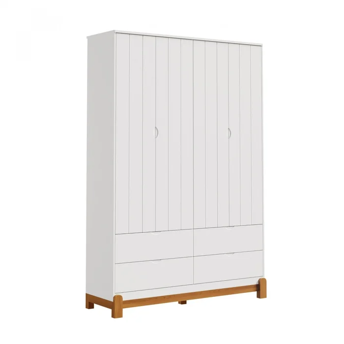 Ropero 4 Puertas 4 Cajones - Lotus - Blanco en Blanco - Roperos y placares, Uruguay | Rústico Hogar