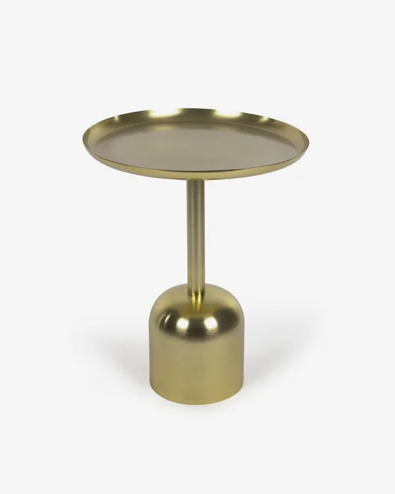 Mesa auxiliar redonda Adaluz de metal dorado Ø 37 cm en Amarillo - Mesas de arrimo, Uruguay | Kavehome