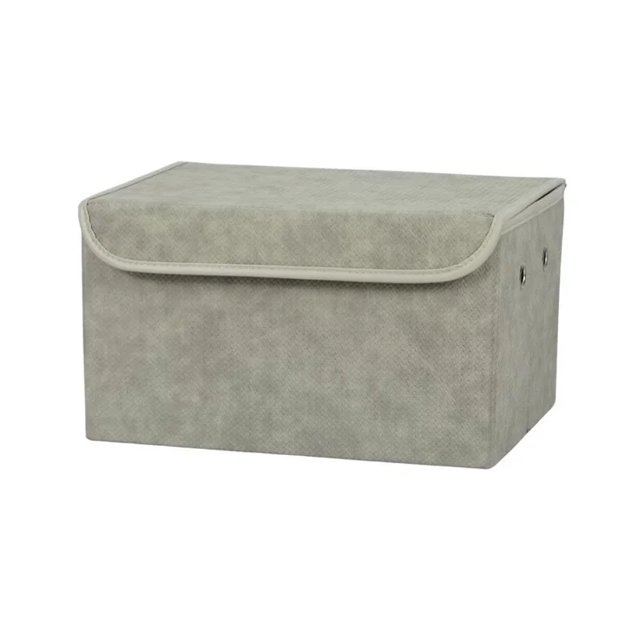 CAJA ORGANIZADOR RECT C/TAPA 38X29XH22CM PU GRIS en Gris - Canastos, Uruguay | Decohogar