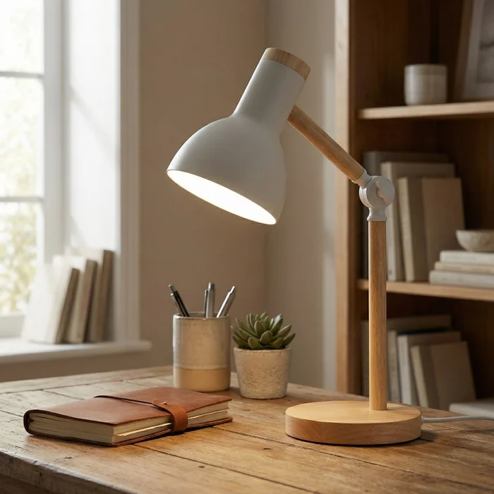 Lámpara de mesa Studio en Blanco mate y Madera clara - Lámparas de mesa, Uruguay | La Perla, vista 2