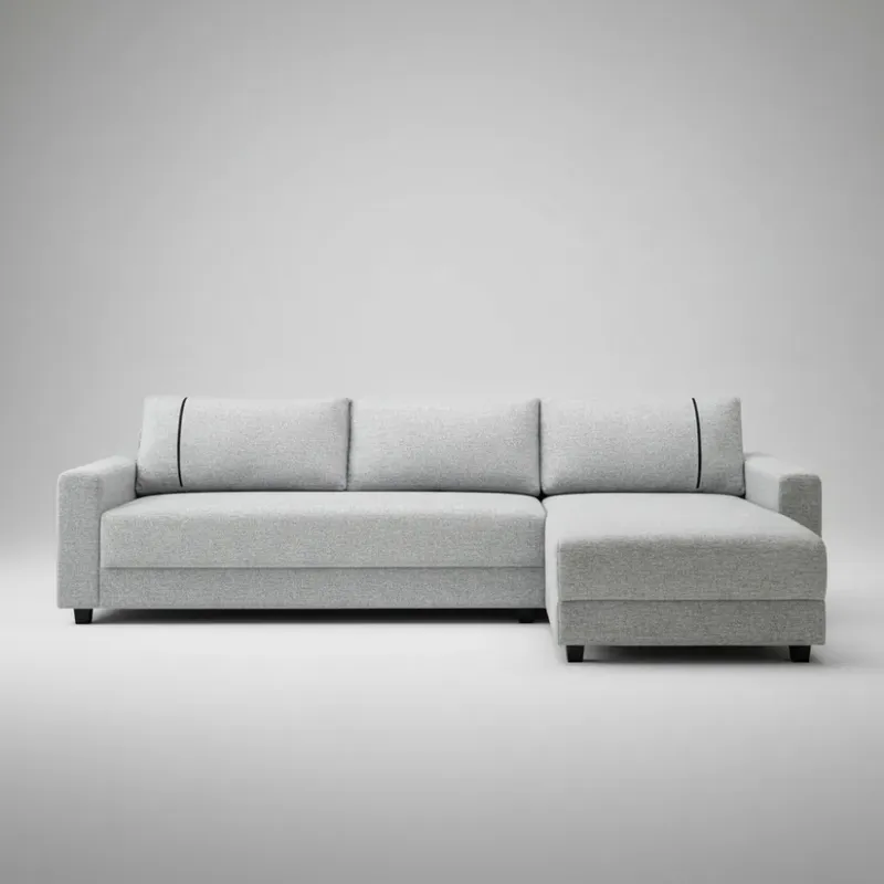 Sofá 3 Cuerpos + Chaise Izquierdo - Tela gris con puntos negros y crudos en Gris - Sillones y sofás, Uruguay | Champagne Home