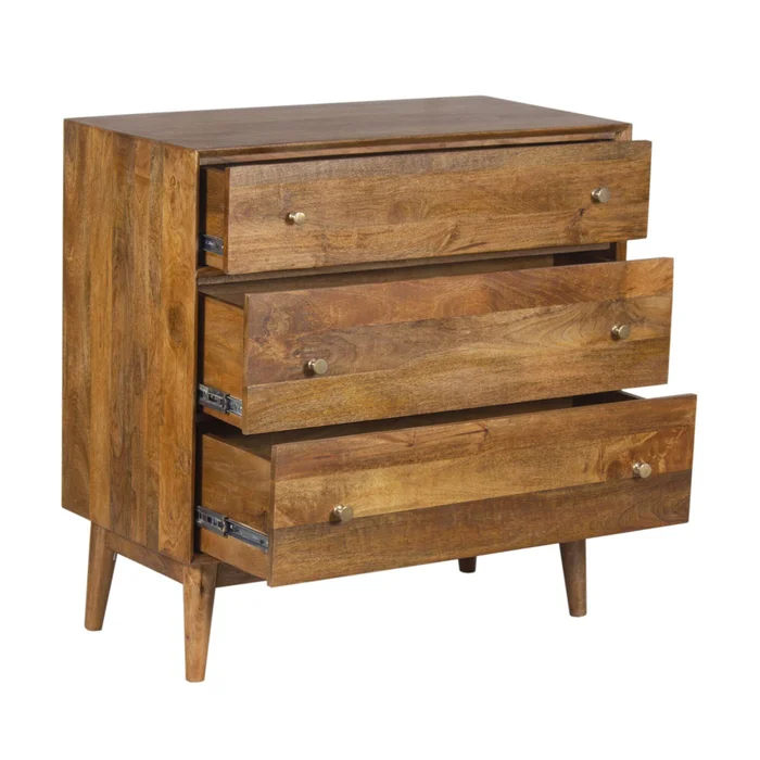 Comoda 3 Cajones Madera-de-mango Marron Parker en Marrón - Cómodas, Uruguay | Divino, vista 3