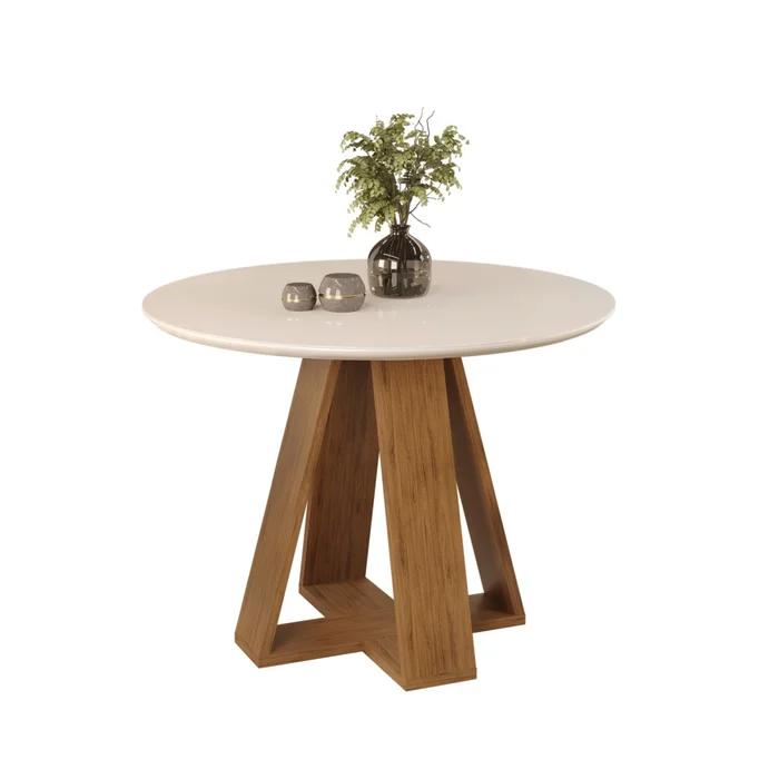 Mesa de Comedor Redonda - Linea Celeste Milán - Blanca en Beige - Mesas de comedor, Uruguay | Rústico Hogar, vista 2