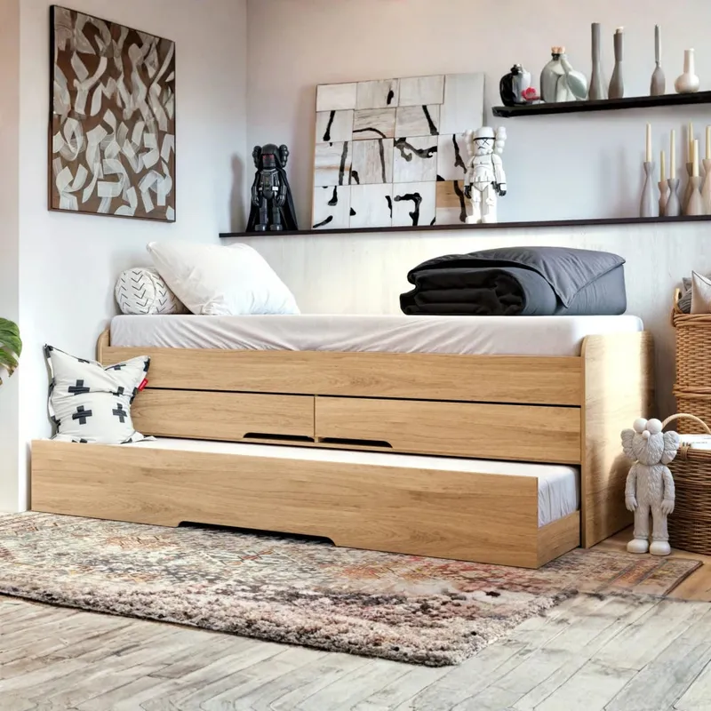 Cama Marinera 1 plaza con cajones - Línea Nordik - Text Frizz - Dormitorio, Uruguay | Ecowood