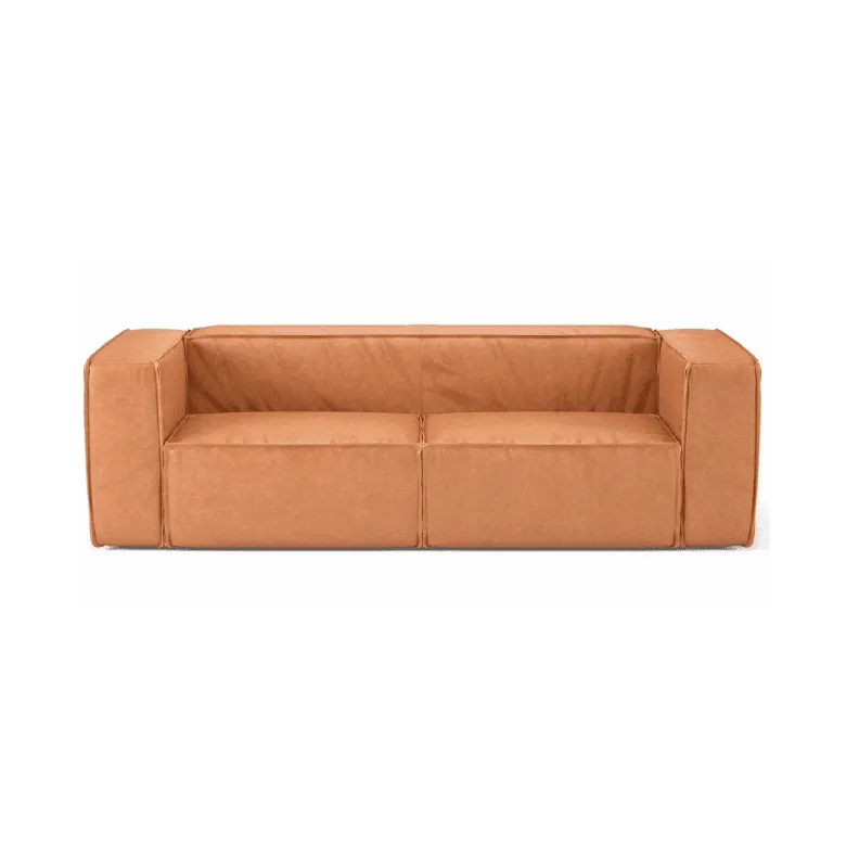 SOFA NORA CUERO NATURAL LA PAZ CAMEL en Naranja - Sillones y sofás, Uruguay | Masinfinito Casa