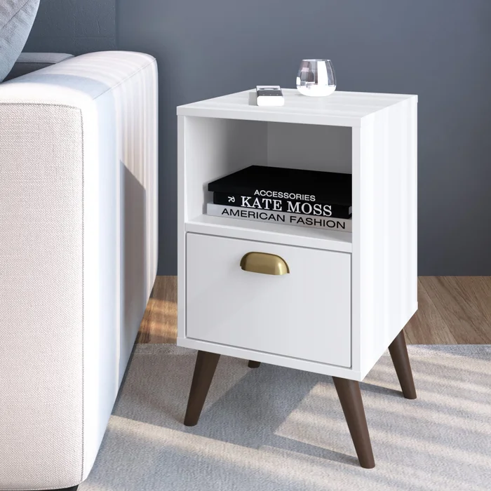 Mesa De Luz Living Dormitorio 1 Cajon Auxiliar Mesita en Blanco - Dormitorio, Uruguay | Soy Hogar, vista 2