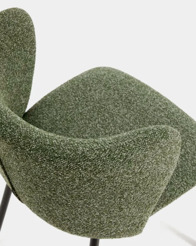 Taburete Ciselia de chenilla - gruesa verde oscuro y patas de acero acabado negro FSC Mix Credit 65 cm. en Marrón - Butacas, banquetas y puffs, Uruguay | Kavehome, vista 6