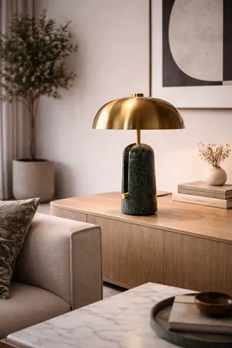Lampara de mesa ALPINA en Dorado - Lámparas de mesa, Uruguay | Simple Deco