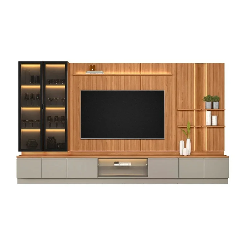 Conjunto Modular - Magnum 380CM - Cristalero con Led en Madera natural - Muebles para TV, Uruguay | Balton, vista 10