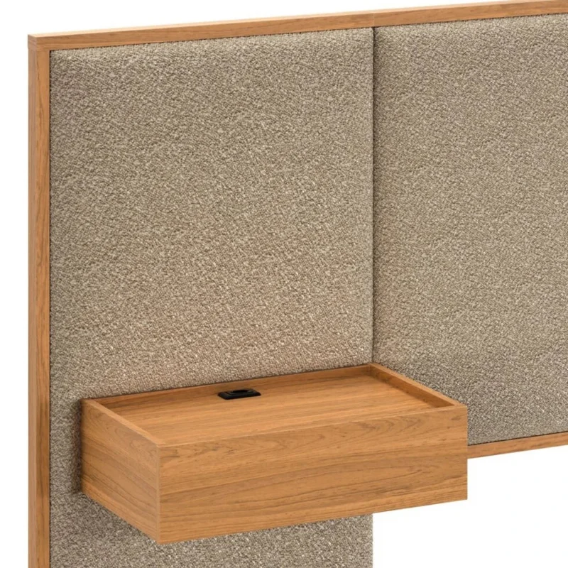 Respaldo King con mesa de luz Tapizado Full - Nordik - Marrón en Beige - Respaldos de cama, Uruguay | Ecowood, vista 3