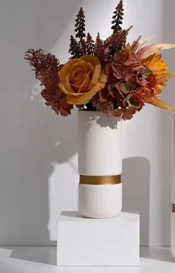 FLORERO CERAMICA CRUDA C/ LINEA DORADA en Dorado - Jarrones, Uruguay | Champagne Home, vista 2