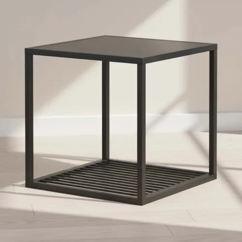 Mesa Lateral Metal Negro Olivia en Negro - Mesas de living, Uruguay | Divino