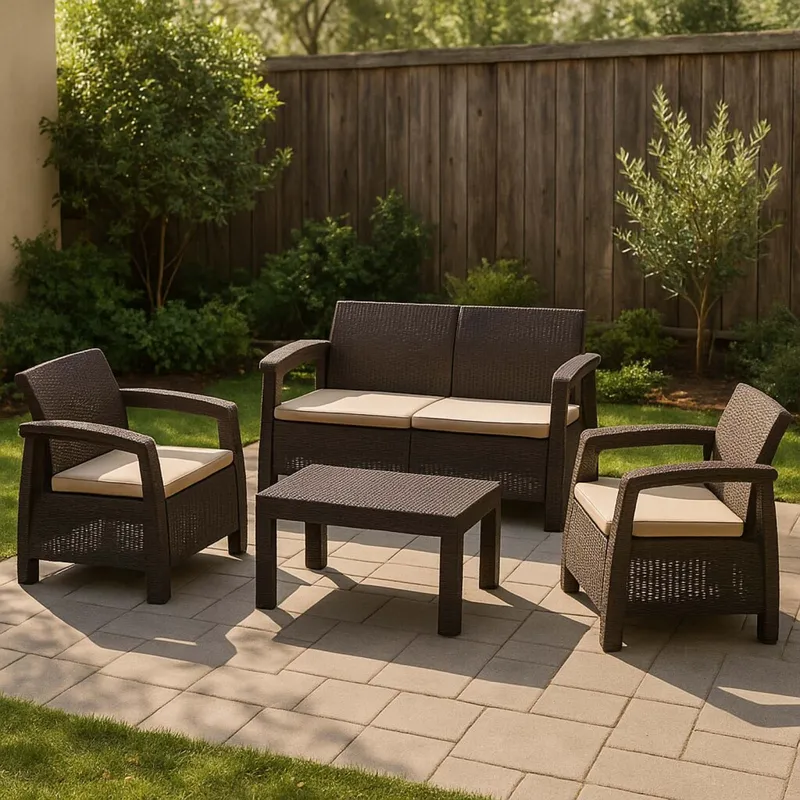 Set De Living Polipropileno Marron Turim en Marrón - Muebles para el exterior, Uruguay | Divino