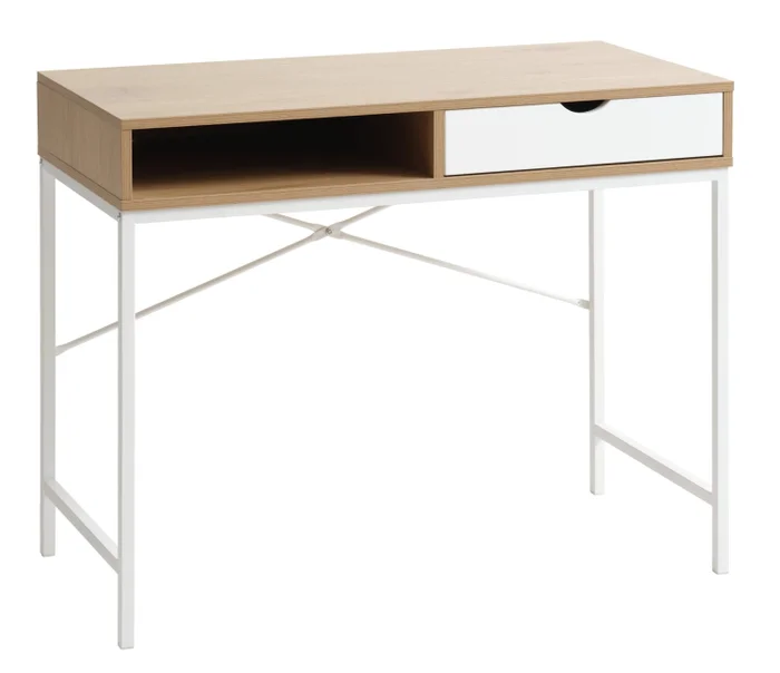 Escritorio TRAPPEDAL 48x95 1 cajón color roble/bl en Madera natural - Escritorios, Uruguay | JYSK