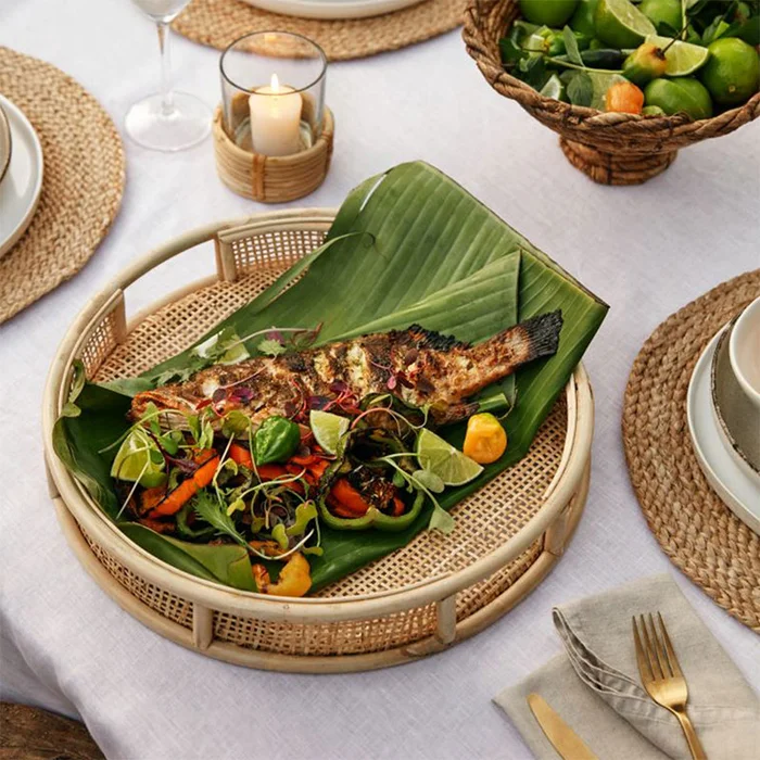 Bandeja de rattan y esterilla americana - Muebles, Uruguay | Decoramuss