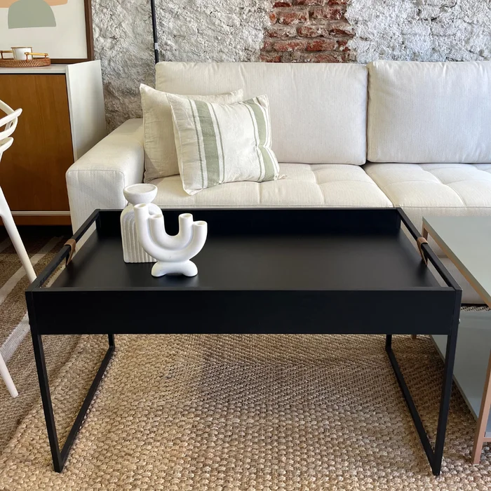 Mesa de Centro Rectangular Columbia Alta - Negra en Madera natural - Mesas de living, Uruguay | Berna home, vista 2