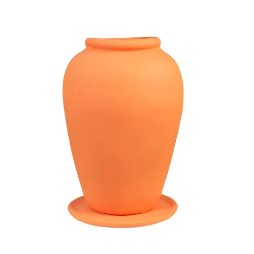 Maceta C/plato Naranja Cerámica Vasija en Naranja - Jarrones, Uruguay | Divino