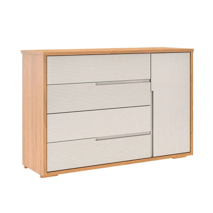 Cómoda Zapatera Nordik - 4 cajones 1 puerta - Beige en Madera natural - Cómodas, Uruguay | Ecowood, vista 2