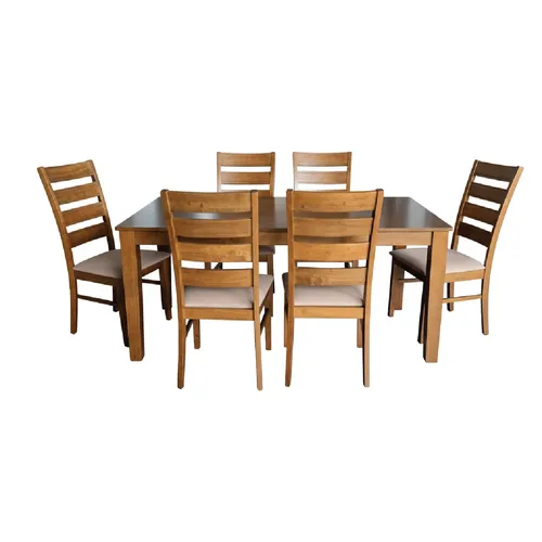 Juego De Comedor Mesa Rectangular 6 Sillas Madera en Beige - Mesas de comedor, Uruguay | Soy Hogar