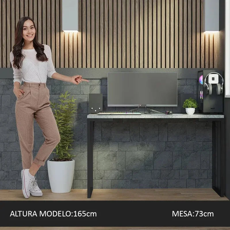 Mesa de escritorio Industrial Madera y Hierro 120cm en Negro - Escritorios, Uruguay | Balton, vista 24