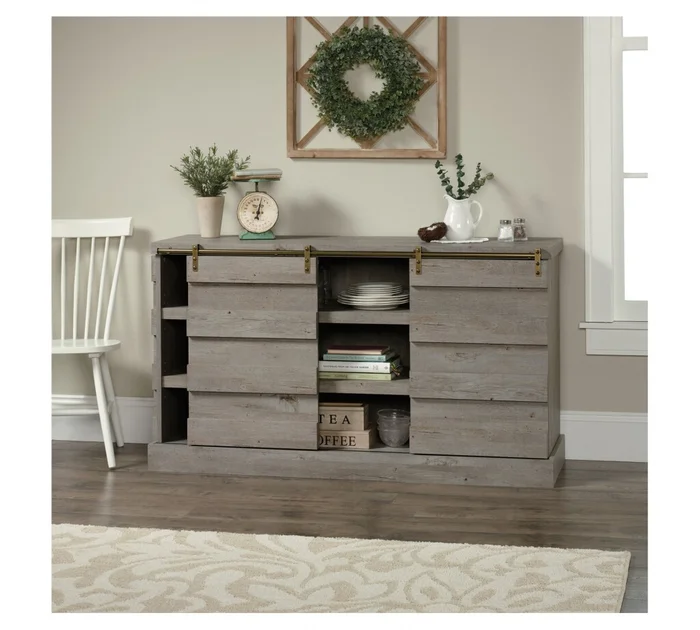 Mueble para TV de madera - Sauder - Linea Cannery Bridge en Gris - Muebles para TV, Uruguay | Rústico Hogar