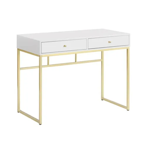 ESCRITORIO MDF/METAL 100x48x78CM DORADO/BLANCO en Multicolor - Mesas de arrimo, Uruguay | Koz