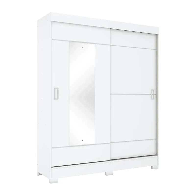 Ropero 2 puertas corredizas con espejo en Blanco - Roperos y placares, Uruguay | La Cueva Muebles