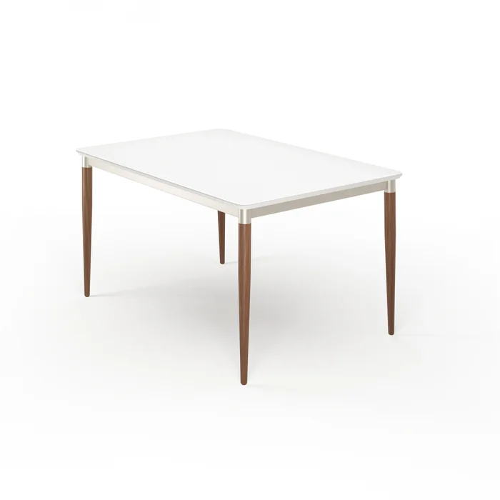 Mesa de comedor Abbey - Con Vidrio - 135 - Off White y Natural en Blanco, Uruguay | NYR