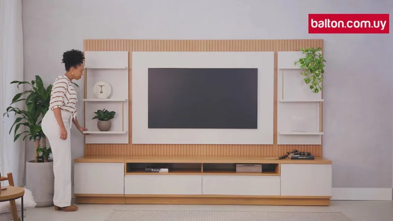 Rack con Panel Modular Sao Paulo Completo con Led MDF/MDP en Tauari - Muebles para TV, Uruguay | Balton, vista 8