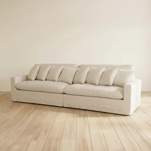 Sofá 4 Cuerpos Tela Natural-beige Marbella Beige en Beige - Sillones y sofás, Uruguay | Divino