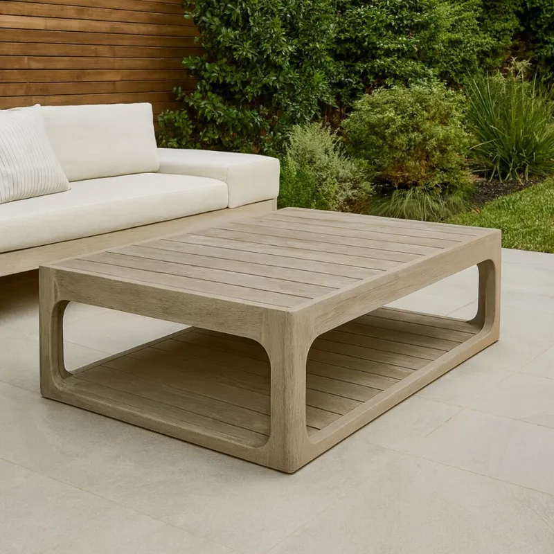MESA DE EXTERIOR PALMA Beige CENTRAL en Madera natural - Mesas de comedor, Uruguay | Viasono