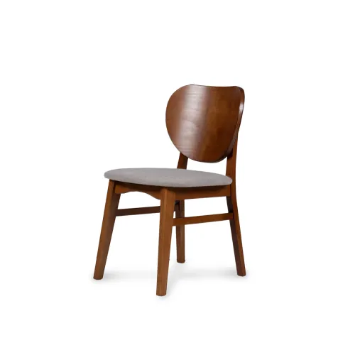 Silla Cleo - Nogal - Respaldo laminado - Tela Rústica - Tostado (CH) en Beige - Butacas, banquetas y puffs, Uruguay | NYR