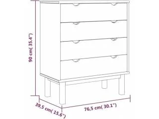 Comoda 4 C Mel/Gris Linea Nordica en Madera Maciza en Mel/Blanco - Cómodas, Uruguay | Quesal, vista 16
