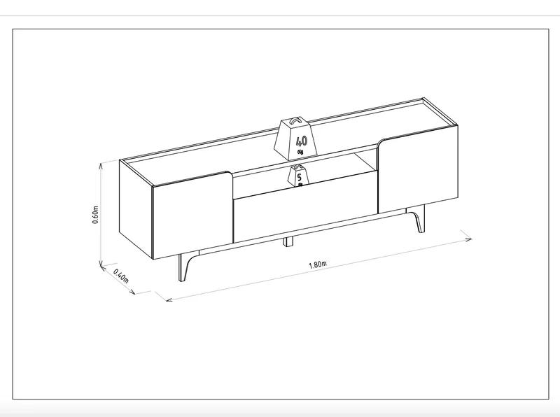 Rack para tv Orlando 180cm Patas en madera maciza en Beige - Muebles para TV, Uruguay | Balton, vista 8