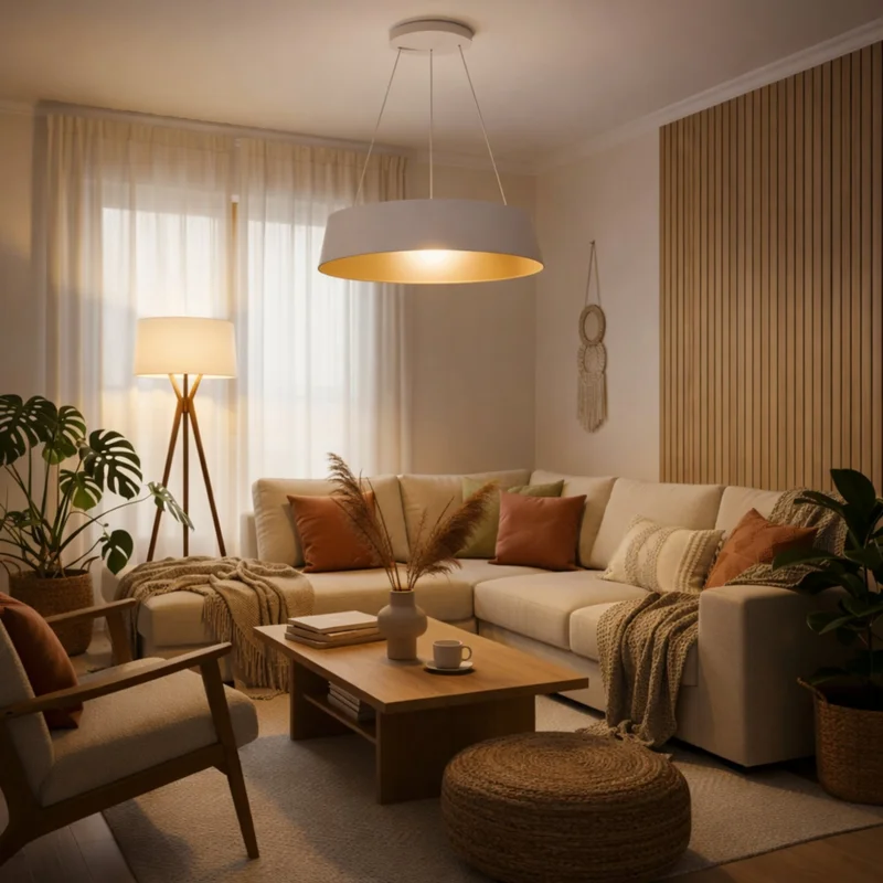 Campana led de Suspender DIMERIZABLE interior champagne 50W - BLANCA en Blanco - Lámparas colgantes, Uruguay | Iluminica, vista 4