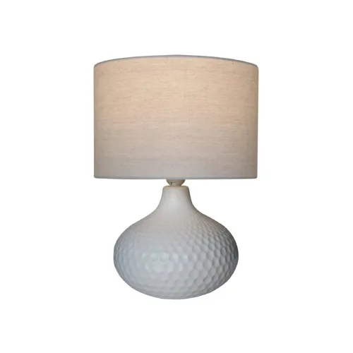 LAMPARA DE MESA CERAMICA D30x40CM HEXAGONOS BLANCO en Blanco - Lámparas de mesa, Uruguay | Koz