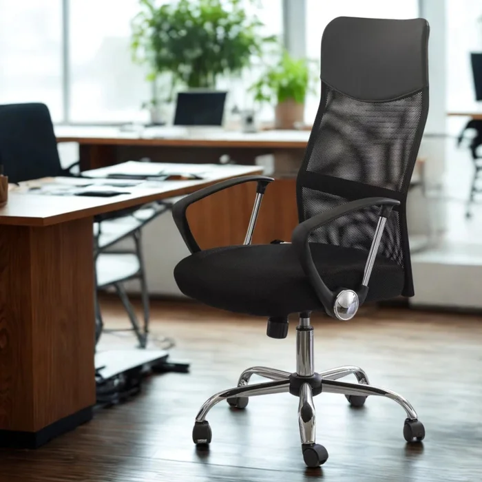 Silla De Escritorio - Ergonómica Respaldo Alto - Apoyacabeza en Negro - Sillas de escritorio, Uruguay | Ecowood, vista 2