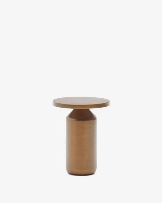 Mesa auxiliar redonda Malya de metal con acabado cobre Ø 40,5 cm en Amarillo - Mesas de arrimo, Uruguay | Kavehome