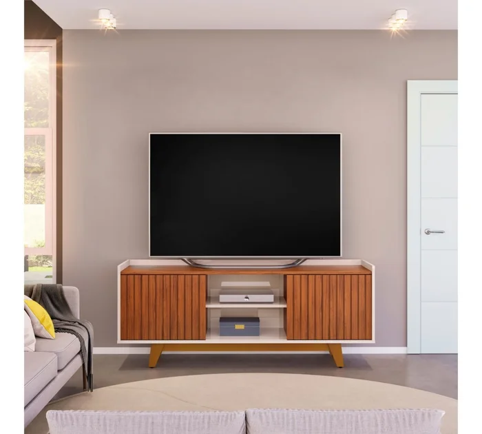 Rack para TV Flat 60” - Terminación Freijo en Marrón - Muebles para TV, Uruguay | Rústico Hogar