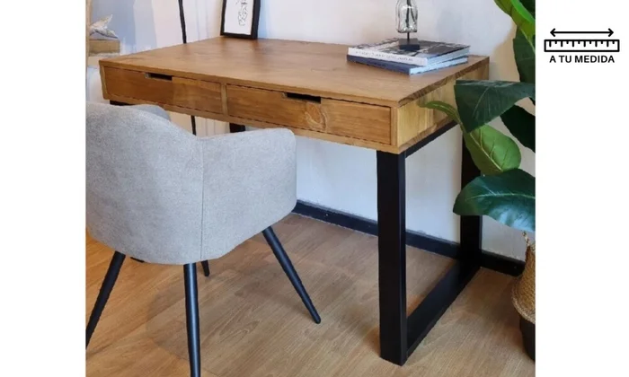 Escritorio IRON 2 Cajones 1.20m en Madera natural - Escritorios y sillas de escritorio, Uruguay | Finkel